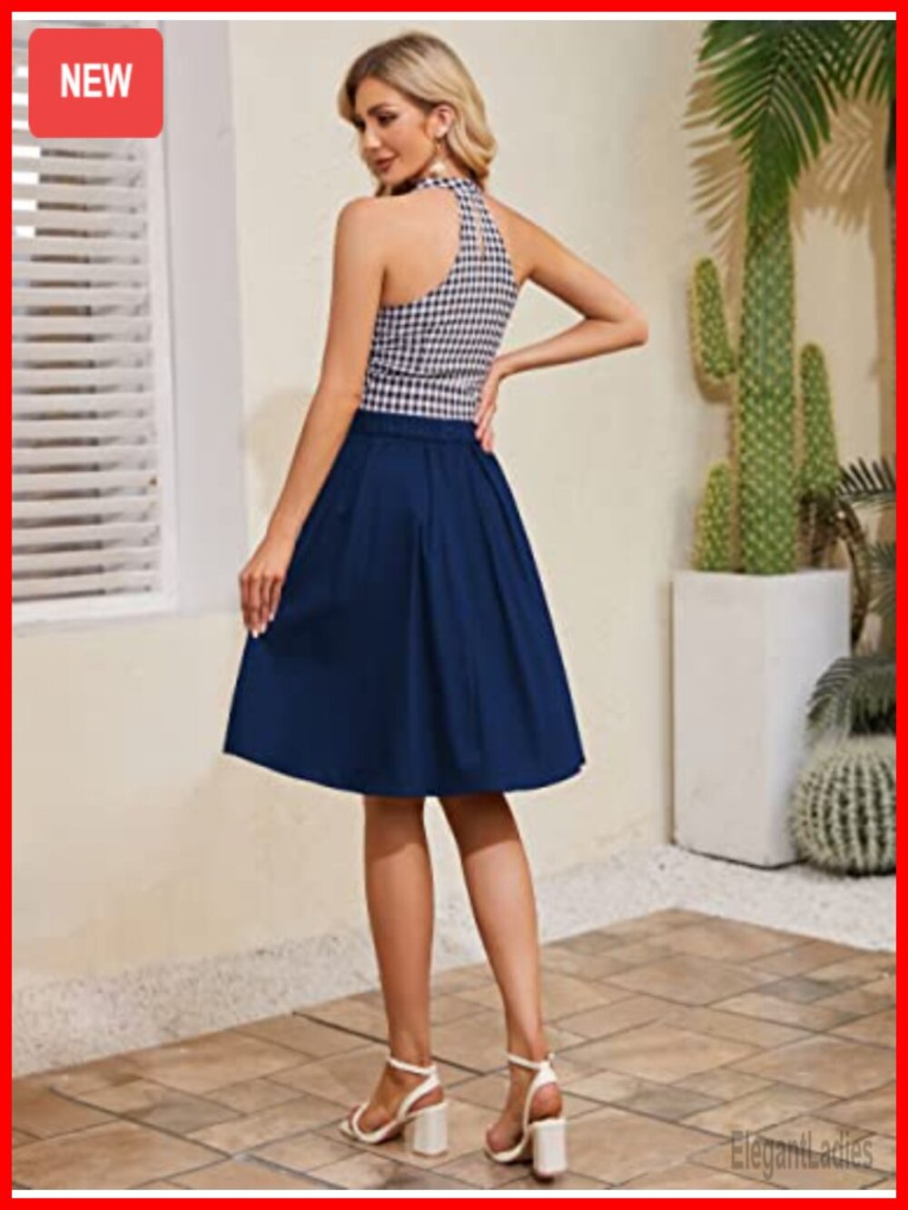 A-Line Pleated Midi Skirt with Pockets High Waist Retro Flared - Picture 2 of 6